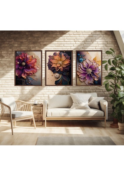 Modern Tarz Mdf Plastik Çerçeveli 3'lu Dekoratif Tablo 18 modelleri