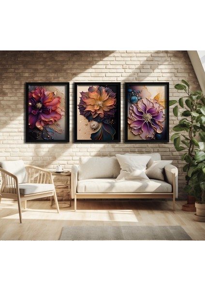Modern Tarz Mdf Plastik Çerçeveli 3'lu Dekoratif Tablo 18 fırsatları