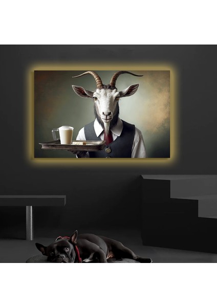 LED Işıklı Kanvas Tablo, 3D Dekoratif Baskılı Tablo Yapay Zeka Desteksli Hayvanlar 09