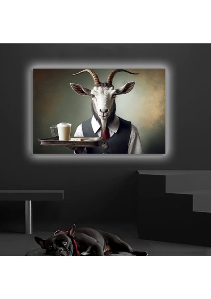 LED Işıklı Kanvas Tablo, 3D Dekoratif Baskılı Tablo Yapay Zeka Desteksli Hayvanlar 09