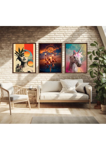 Modern Tarz Mdf Plastik Çerçeveli 3'lu Dekoratif Tablo 51 modelleri
