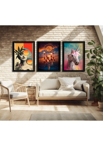 Modern Tarz Mdf Plastik Çerçeveli 3'lu Dekoratif Tablo 51 fırsatları