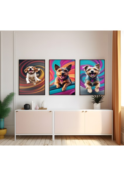 Modern Tarz Mdf Plastik Çerçeveli 3'lu Dekoratif Tablo 04