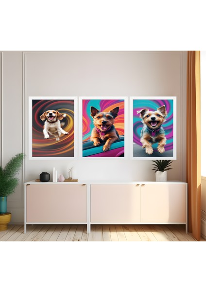 Modern Tarz Mdf Plastik Çerçeveli 3'lu Dekoratif Tablo 04