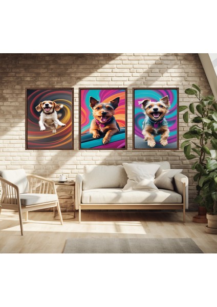 Modern Tarz Mdf Plastik Çerçeveli 3'lu Dekoratif Tablo 04