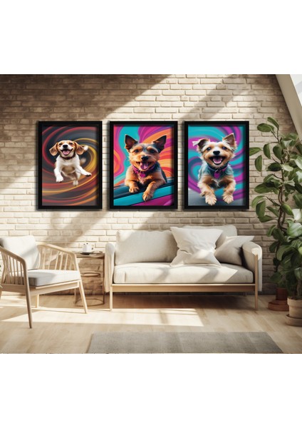 Modern Tarz Mdf Plastik Çerçeveli 3'lu Dekoratif Tablo 04