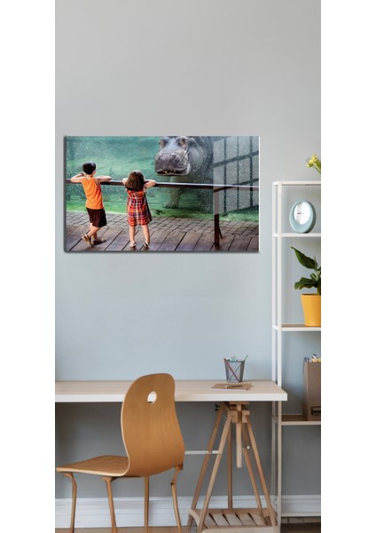 Eğlenceli Hayvanlar, Yapay Zeka Destekli, 3D Dekoratif Baskı Yatay Cam Tablo 304