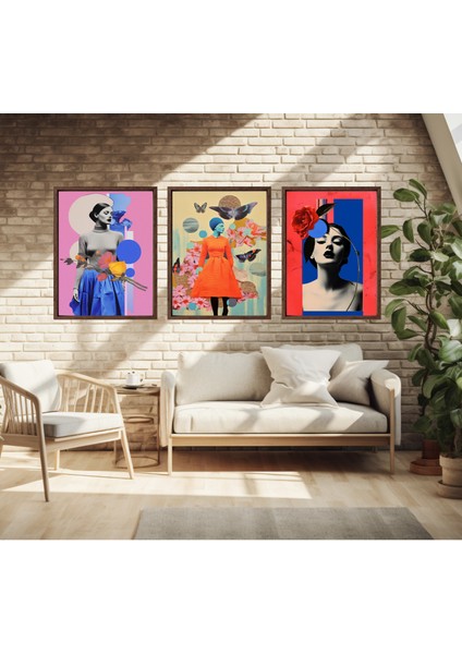 Modern Tarz Mdf Plastik Çerçeveli 3'lu Dekoratif Tablo 11 modelleri