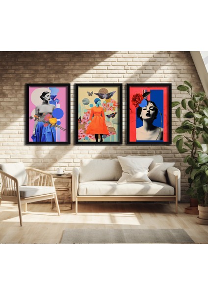 Modern Tarz Mdf Plastik Çerçeveli 3'lu Dekoratif Tablo 11 fırsatları