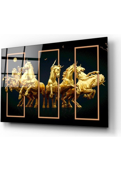 Gold Atlar Cam Tablo | Hediyelik, Dekoratif, Ofis, Mutfak