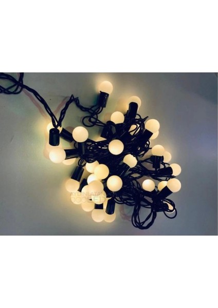 5 Metre 28 LED Fişli Sarı Işık Mini Top LED Siyah Kablo