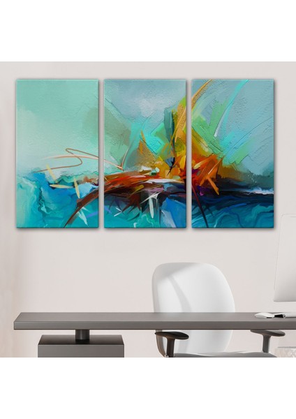 Çağdaş Sanat Soyut Yağlıboya Görünüm Dekoratif Tablo (Üç PARÇA)-3614 modelleri