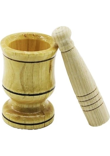 Küçük Boy Ahşap Havan Sarımsak Dövecek Ç: 6cm--D: 4cm--Y: 8.8cm Fileli Ambalaj (4887)