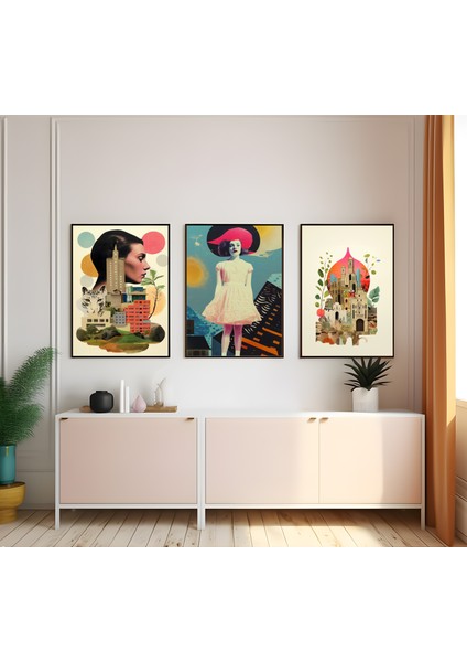Modern Tarz Mdf Plastik Çerçeveli 3'lu Dekoratif Tablo 07