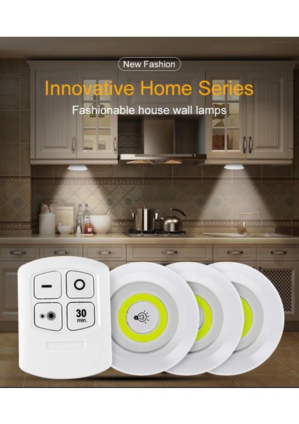 Uzaktan Kumandalı Yapışkanlı Kablosuz Pilli LED 3’lü (4887) indirimleri