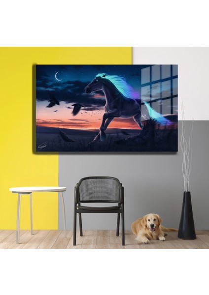 Eğlenceli Hayvanlar, Yapay Zeka Destekli, 3D Dekoratif Baskı Yatay Cam Tablo 222