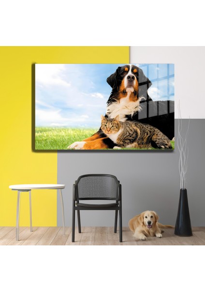 Eğlenceli Hayvanlar, Yapay Zeka Destekli, 3D Dekoratif Baskı Yatay Cam Tablo 401
