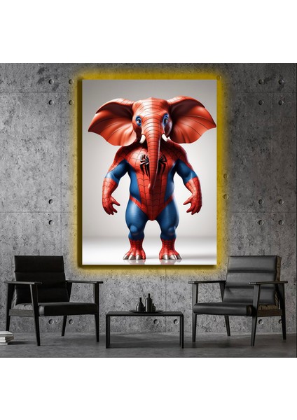 LED Işıklı Kanvas Tablo, 3D Dekoratif Baskılı Tablo Yapay Zeka Desteksli Hayvanlar 381