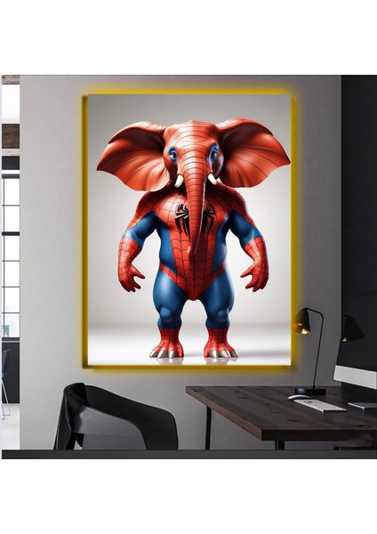 LED Işıklı Kanvas Tablo, 3D Dekoratif Baskılı Tablo Yapay Zeka Desteksli Hayvanlar 381