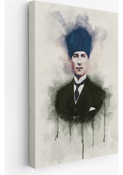 Atatürk Portre Tablosu Mustafa Kemal Atatürk Dikdörtgen Dekoratif Kanvas Tablo-Cz-77