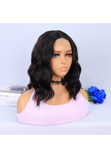 Siyah Karamel Işıltılı Fiber Sentetik Tül Peruk