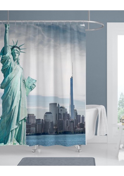 Banyo Perdesi 1X180X200 Tek Kanat Duş Perdesi Halka Hediyeli Duşakabin Perdesi New York fiyatları