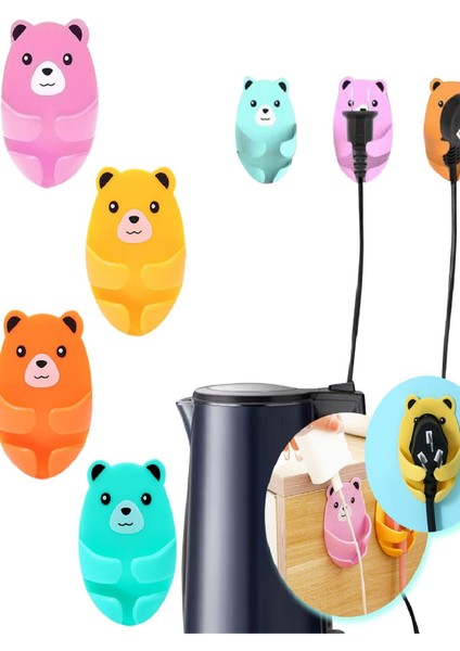 Büro Ev Ofis Düzeni Için 4parça Yapışır Kucaklayan Ayıcık Fiş Kablo Tutucu modelleri