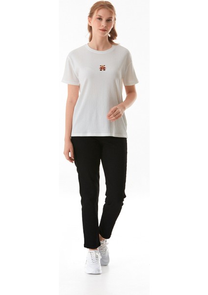 Ayıcık Nakışlı Bürümcük Kumaş Oversize Tişört fırsatları