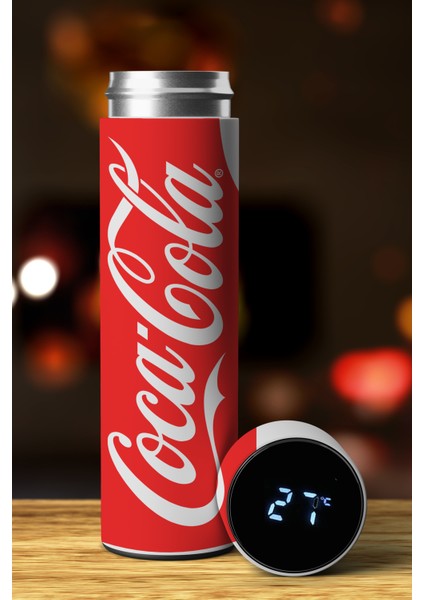 Cola Özel Tasarım Sıcaklık Göstergeli Dijital Led Paslanmaz Çelik Termos 450 Ml