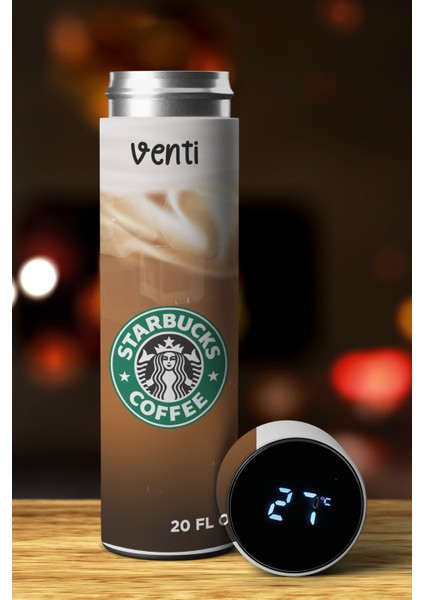 Coffee Özel Tasarım Sıcaklık Göstergeli Dijital Led Paslanmaz Çelik Termos 450 Ml