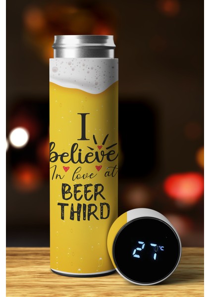 Dream Collectıon Bira Özel Tasarım Sıcaklık Göstergeli Dijital Led Paslanmaz Çelik Termos 450 Ml