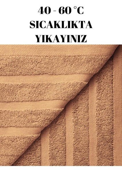 Iki Adet Banyo Duş Havlu Seti Pamuk Üç Çizgi Desenli 70 x 140 cm