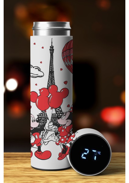 Dream Collectıon Fare Özel Tasarım Sıcaklık Göstergeli Dijital Led Paslanmaz Çelik Termos 450 Ml
