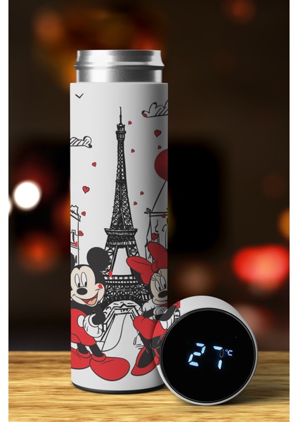 Dream Collectıon Fare Özel Tasarım Sıcaklık Göstergeli Dijital Led Paslanmaz Çelik Termos 450 Ml