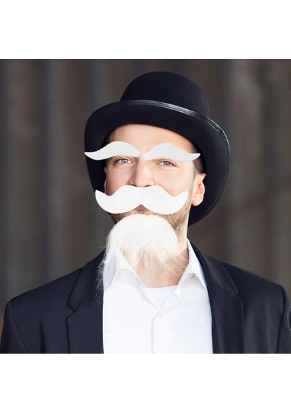 Beyaz Renk Kendinden Yapışkanlı Takma Sakal Bıyık ve Kaş Seti Tdrtr fırsatları