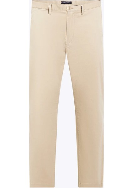 Erkek Denton Saten Düz Paça Chino Pantolon - Bej