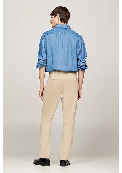 Erkek Denton Saten Düz Paça Chino Pantolon - Bej modelleri