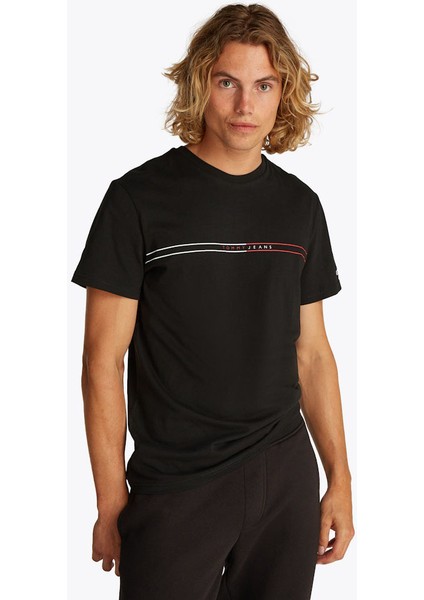 Erkek Tjm Grafik Yazı T-Shirt - Siyah