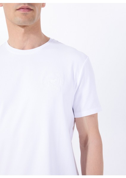 Bisiklet Yaka Baskılı Beyaz Erkek T-Shirt M5SM-TST1286