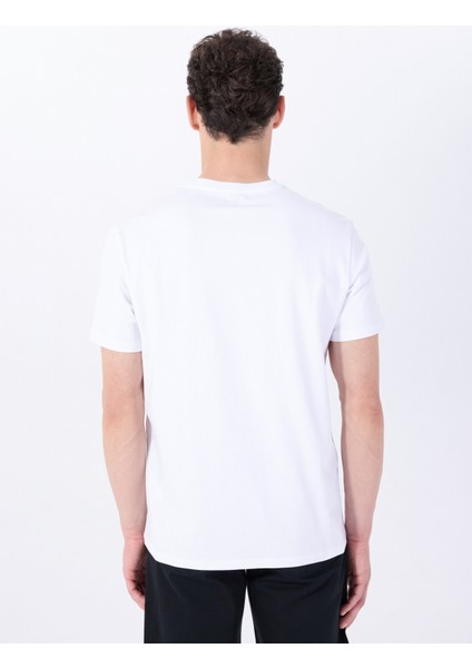 Bisiklet Yaka Baskılı Beyaz Erkek T-Shirt M5SM-TST1286
