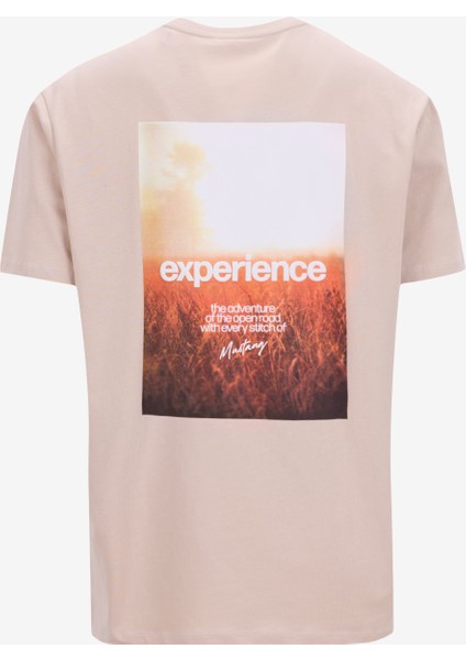 Bisiklet Yaka Baskılı Bej Erkek T-Shirt M5SM-TST1297