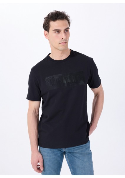 Bisiklet Yaka Baskılı Siyah Erkek T-Shirt M5SM-TST1287