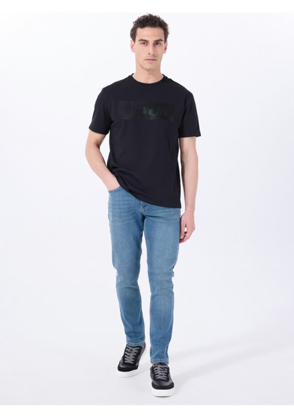 Bisiklet Yaka Baskılı Siyah Erkek T-Shirt M5SM-TST1287