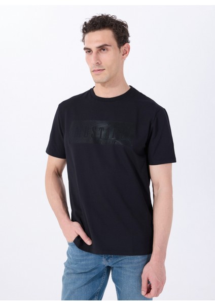 Bisiklet Yaka Baskılı Siyah Erkek T-Shirt M5SM-TST1287