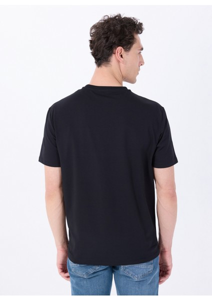 Bisiklet Yaka Baskılı Siyah Erkek T-Shirt M5SM-TST1287