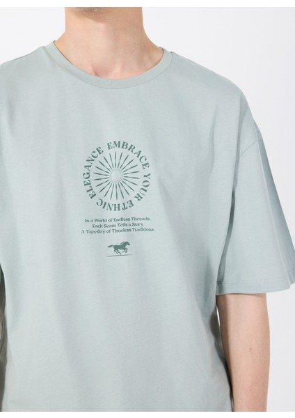 Bisiklet Yaka Baskılı Yeşil Erkek T-Shirt M5SM-TST1436 indirimleri