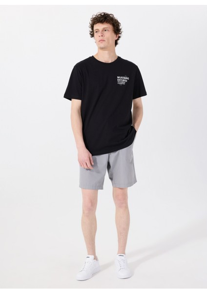 Bisiklet Yaka Baskılı Siyah Erkek T-Shirt M5SM-TST1929