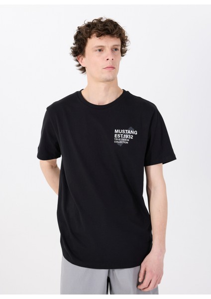 Bisiklet Yaka Baskılı Siyah Erkek T-Shirt M5SM-TST1929