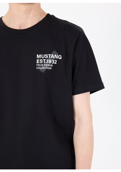 Bisiklet Yaka Baskılı Siyah Erkek T-Shirt M5SM-TST1929