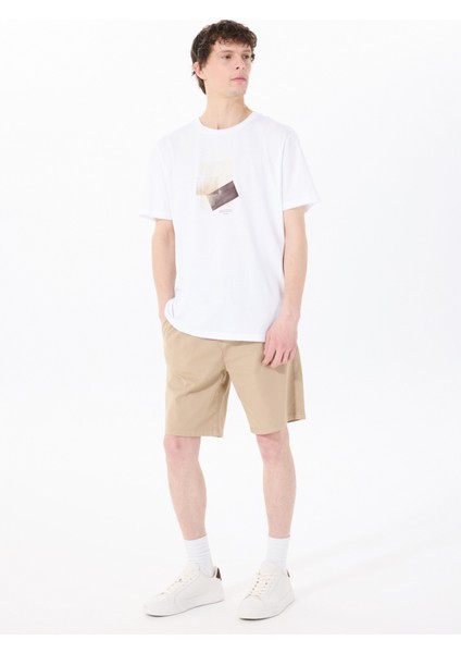Bisiklet Yaka Baskılı Beyaz Erkek T-Shirt M5SM-TST1298 fiyatları